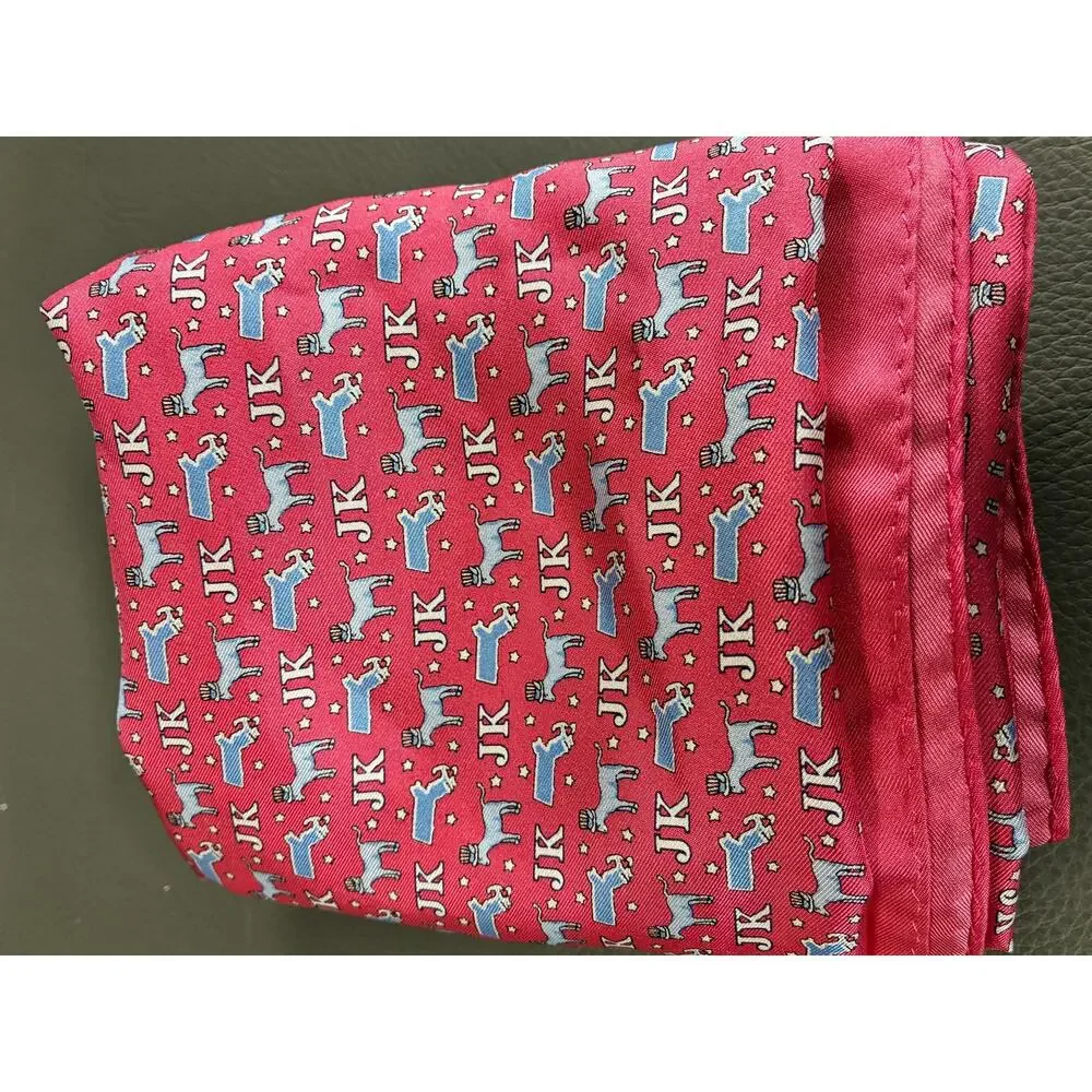 Vintage Vineyard Vines Silk Scarf Pink Whale Print Square Scarf 35 x 35 - Picture 5 of 7